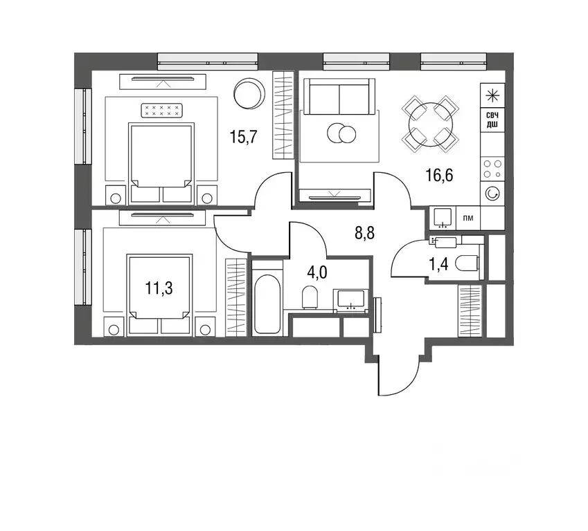 3-к кв. Москва Тагильская ул., 2к1 (59.4 м) - Фото 0