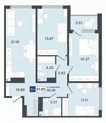 3-к кв. Тюменская область, Тюмень Ставропольская ул., 1 (81.95 м) - Фото 0