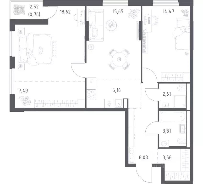 2-к кв. Башкортостан, Уфа ул. Минигали Губайдуллина, 8к9 (81.16 м) - Фото 0