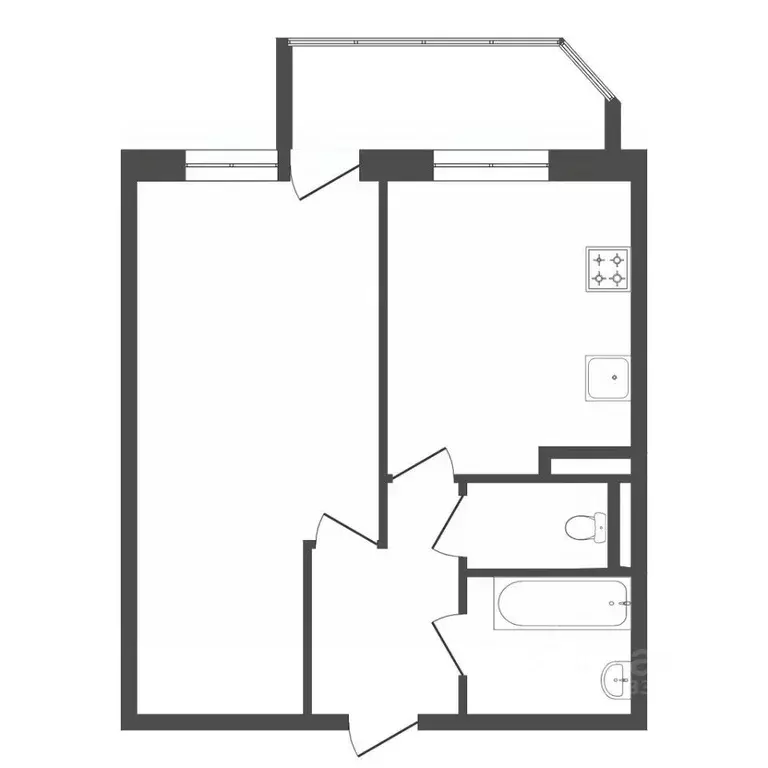 1-к кв. Тюменская область, Тюмень ул. Николая Чаплина, 113 (34.8 м) - Фото 1