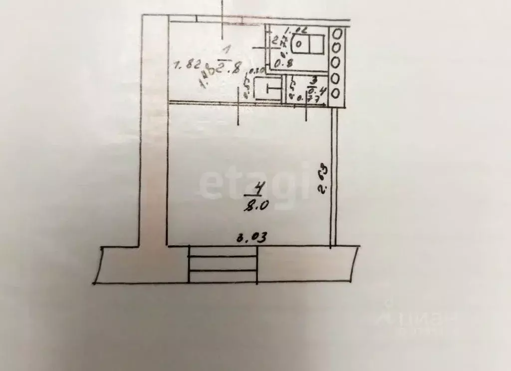 1-к кв. Татарстан, Казань ул. Дежнева, 4к1 (12.0 м) - Фото 2