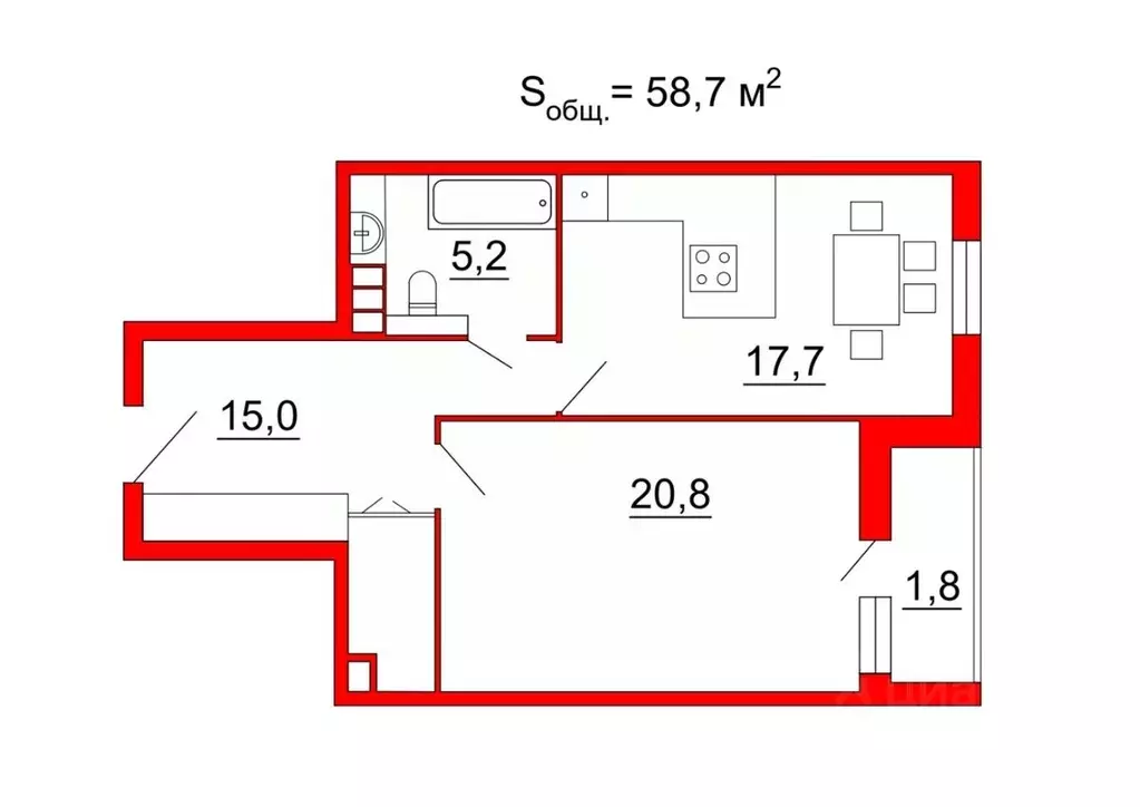 1-к кв. Санкт-Петербург Петрозаводская ул., 13 (58.7 м) - Фото 2
