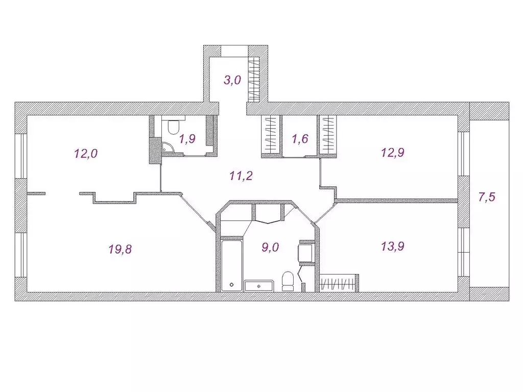 3-комнатная квартира: Санкт-Петербург, улица Беринга, 25к1 (86 м) - Фото 0