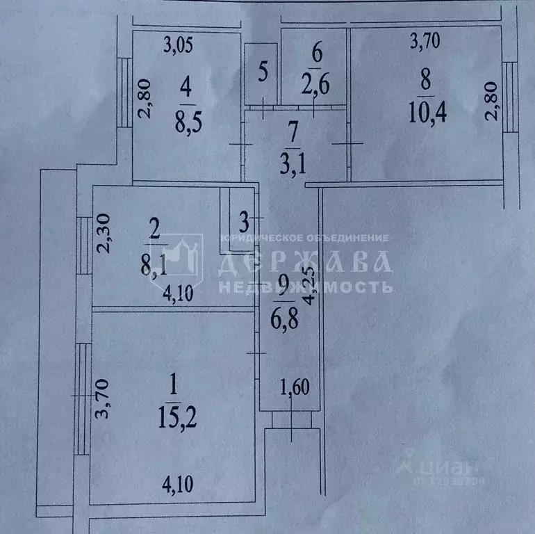 3-к кв. Кемеровская область, Кемерово ул. Попова, 9 (56.6 м) - Фото 1