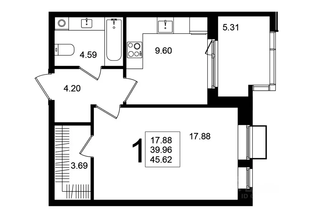 1-к кв. Московская область, Химки Клязьма-Старбеево мкр, Мишино кв-л,  ... - Фото 1