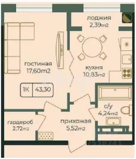 1-к кв. Дагестан, Каспийск просп. Акулиничева (43.2 м) - Фото 0