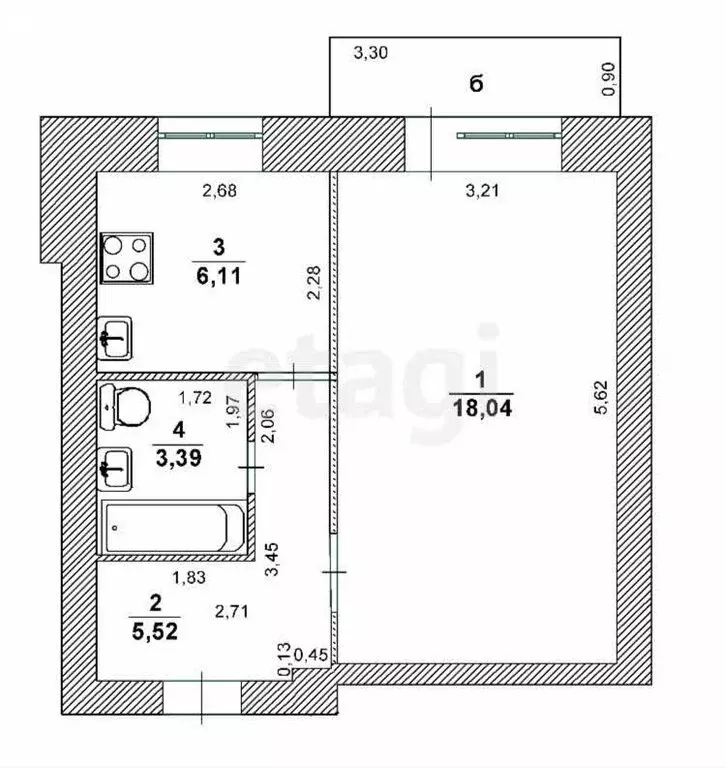 1-комнатная квартира: Ульяновск, улица Куйбышева, 14А (35 м) - Фото 0