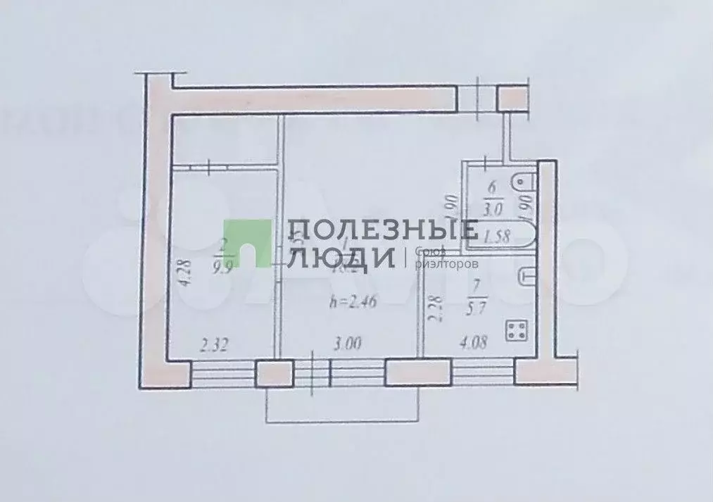 2-к. квартира, 42,6 м, 3/5 эт. - Фото 0