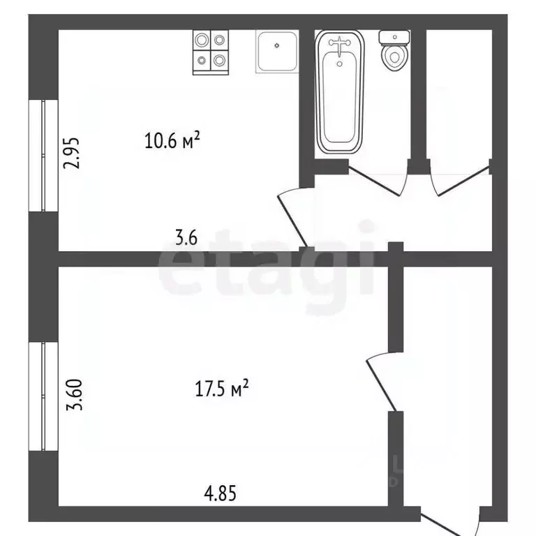 1-к кв. Вологодская область, Череповец ул. Ленина, 88 (41.7 м) - Фото 2