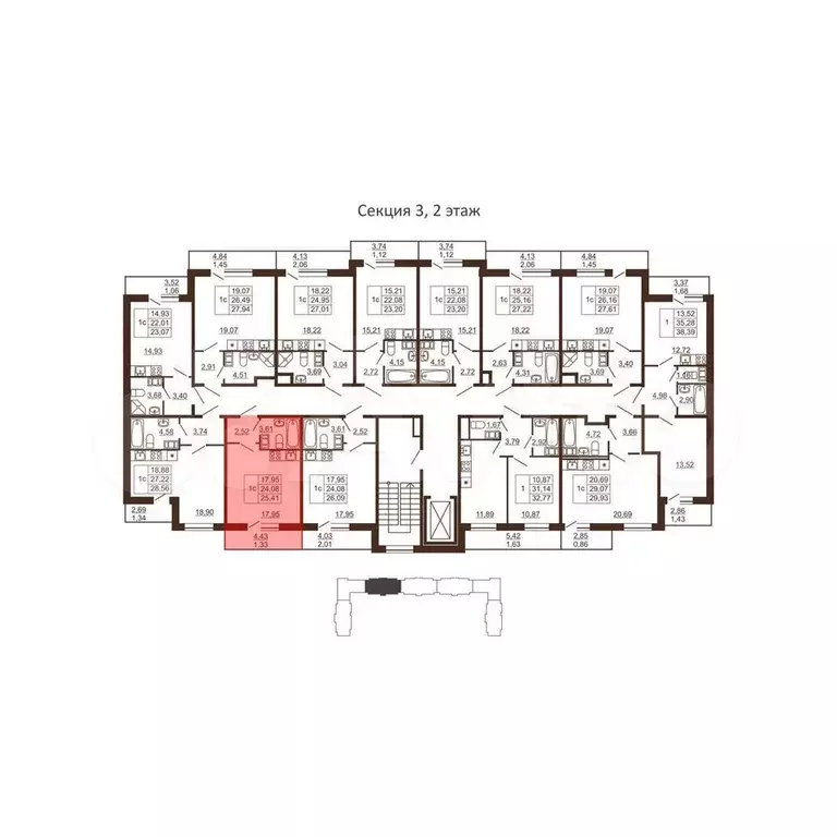 Квартира-студия, 25,4 м, 6/6 эт. - Фото 1