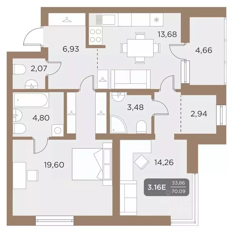 3-к кв. Свердловская область, Екатеринбург Академический мкр, 22-й ... - Фото 1
