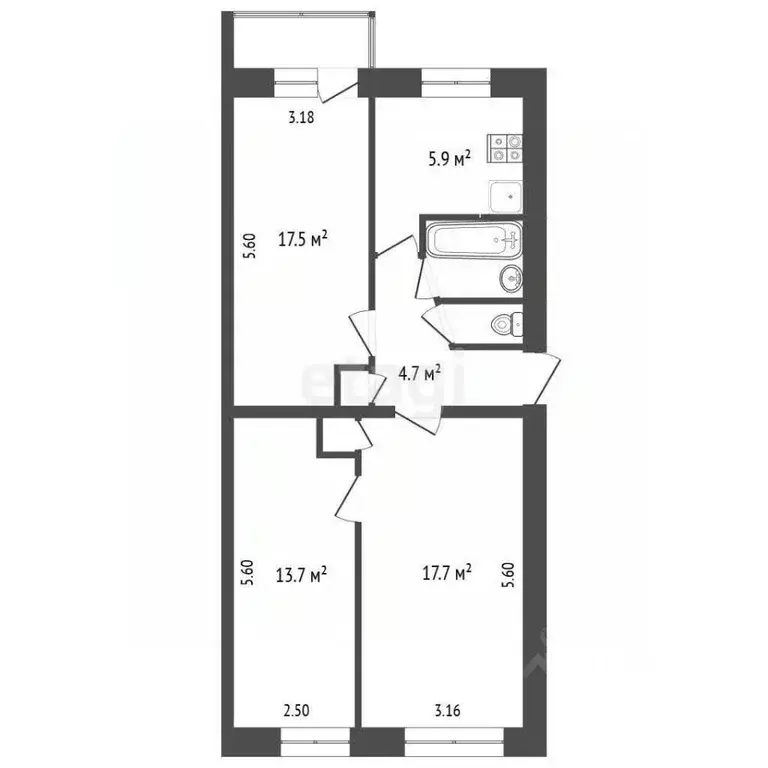 3-к кв. Ярославская область, Ярославль Тепловой пер., 9 (63.2 м) - Фото 1