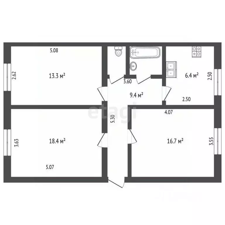 3-к кв. Московская область, Голицыно Одинцовский городской округ, ... - Фото 2