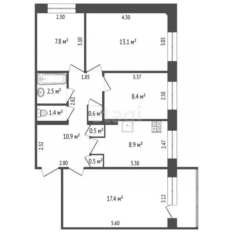 4-к кв. Саха (Якутия), Якутск ул. Богдана Чижика, 16 (72.0 м) - Фото 2