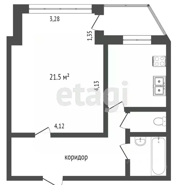 1-к кв. Ханты-Мансийский АО, Сургут ул. Бажова, 17 (44.0 м) - Фото 1