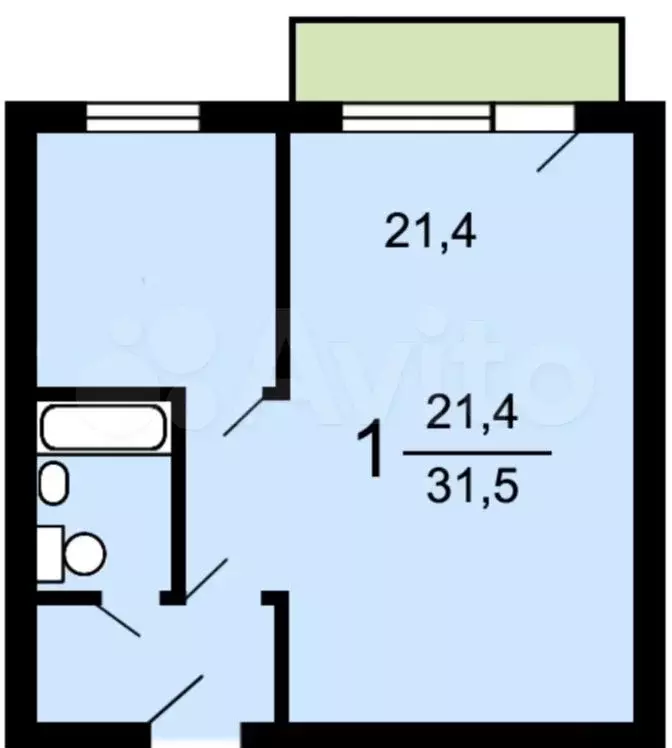 1-к. квартира, 31,5 м, 7/12 эт. - Фото 0