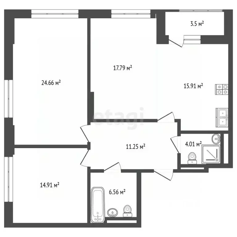 3-к кв. Москва ул. Коминтерна, 15С1 (90.9 м) - Фото 2