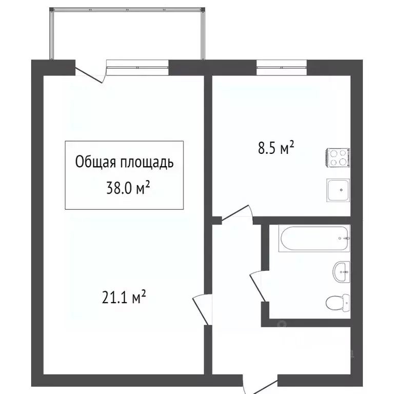 1-к кв. Томская область, Томск Карповский пер., 3 (38.6 м) - Фото 2