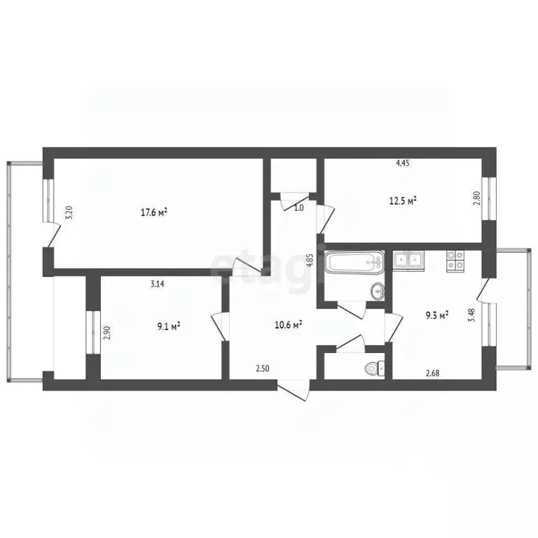 3-к кв. Крым, Бахчисарай ул. Фрунзе, 56 (64.5 м) - Фото 2