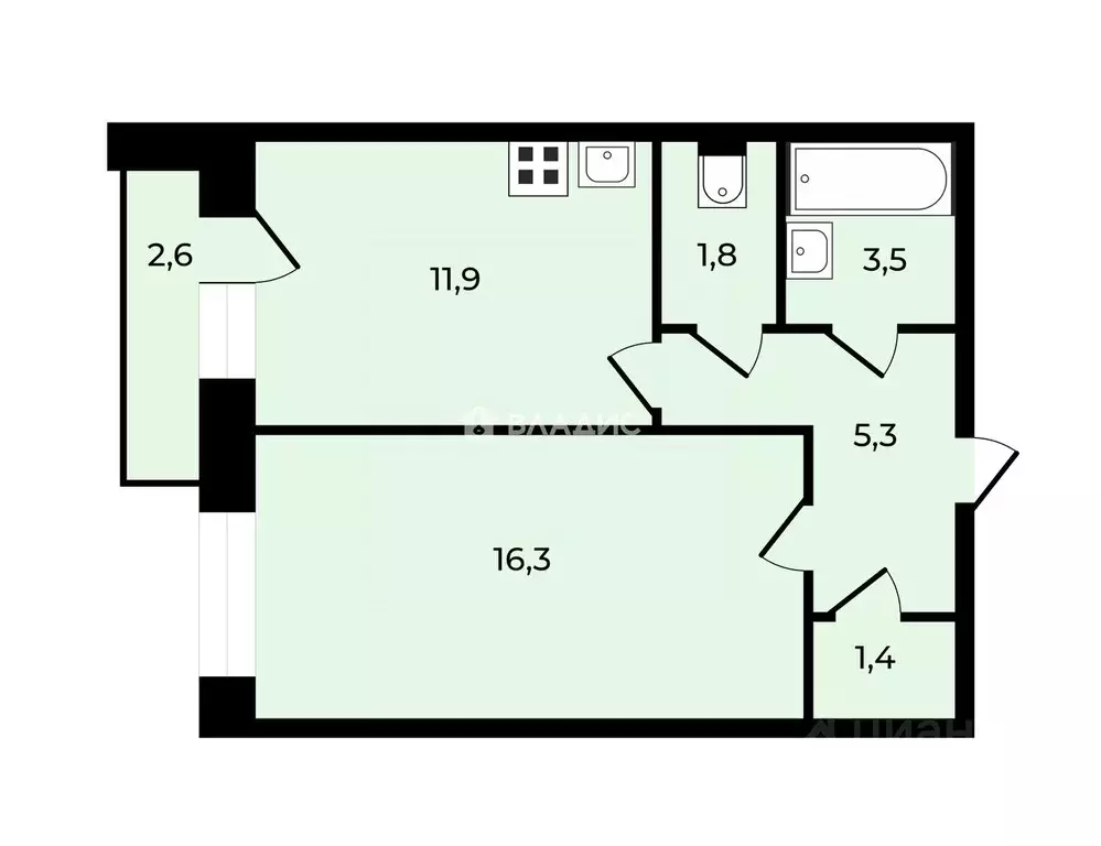 1-к кв. Санкт-Петербург ул. Типанова, 32к2 (40.2 м) - Фото 2