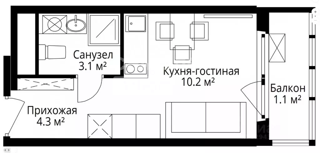Студия Московская область, Ленинский городской округ, д. Сапроново, ... - Фото 2
