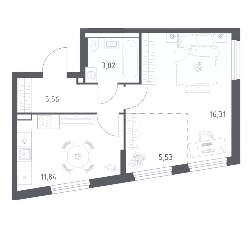 1-к кв. Башкортостан, Уфа ул. Минигали Губайдуллина, 8к9 (43.06 м) - Фото 1