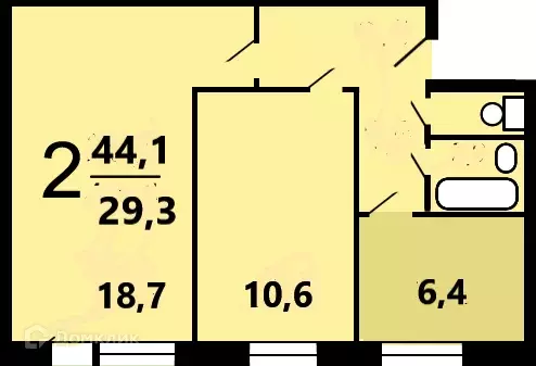 Продаётся 2-к квартира, 44.1 м - Фото 1