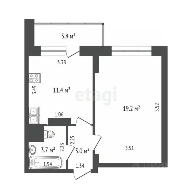 1-к кв. Тюменская область, Тюмень Харьковская ул., 27 (37.3 м) - Фото 1