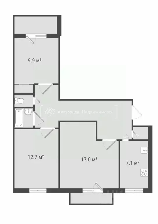 3-к кв. Томская область, Томск ул. Елизаровых, 4 (66.0 м) - Фото 1