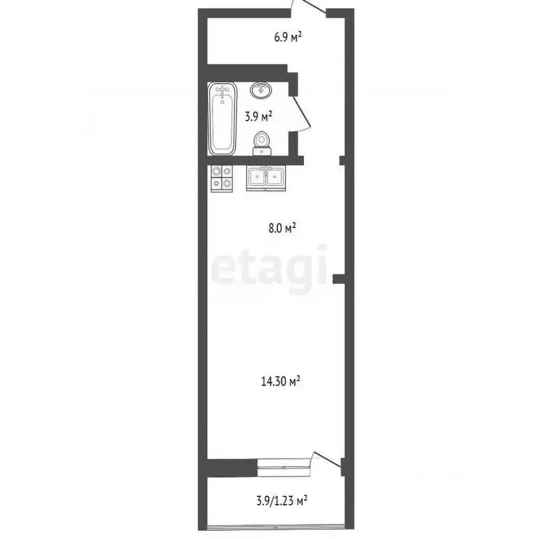 Студия Крым, Ялта ул. Кирова, 155Ак2 (33.1 м) - Фото 2