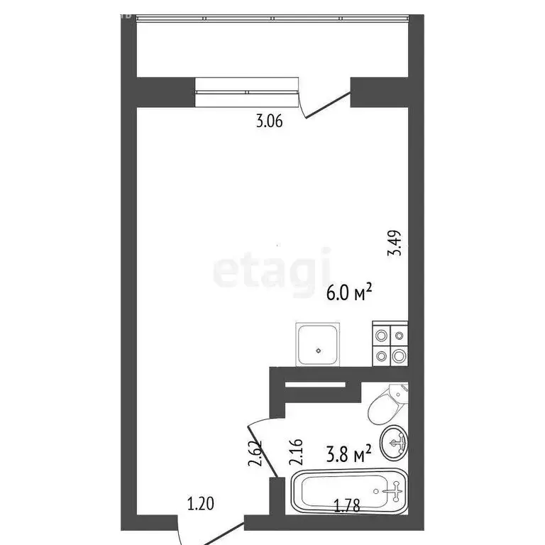 Квартира-студия: Тюмень, Интернациональная улица, 199к4 (17 м) - Фото 1