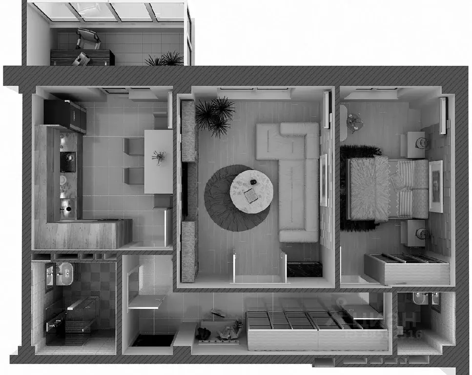 2-к кв. Ростовская область, Ростов-на-Дону ул. Шаповалова, 1Вс1 (53.4 ... - Фото 2