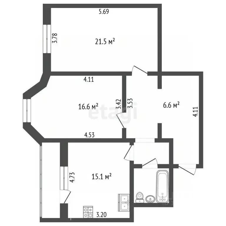 2-к кв. Вологодская область, Вологда Фрязиновская ул., 24 (72.8 м) - Фото 1