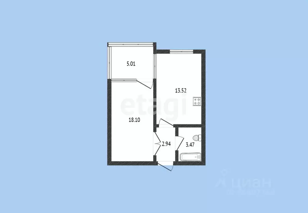 1-к кв. Карачаево-Черкесия, Черкесск Кавказская ул., 56 (43.03 м) - Фото 1