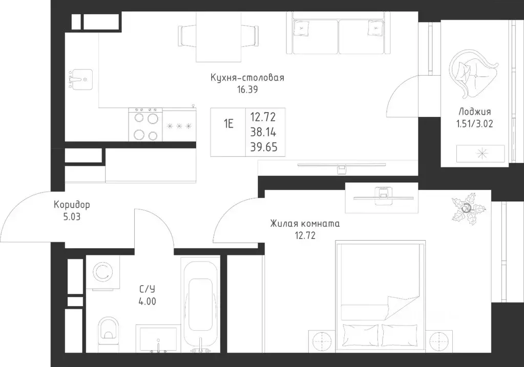 1-к кв. Татарстан, Казань Седьмое Небо жилрайон,  (39.65 м) - Фото 1