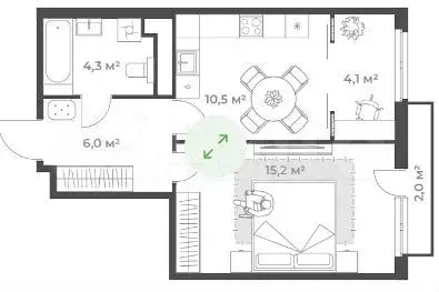 1-к. квартира, 40 м, 17/24 эт. - Фото 1