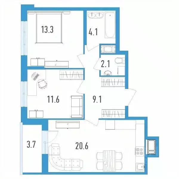 2-к кв. Санкт-Петербург ул. Вадима Шефнера, 4 (62.7 м) - Фото 0