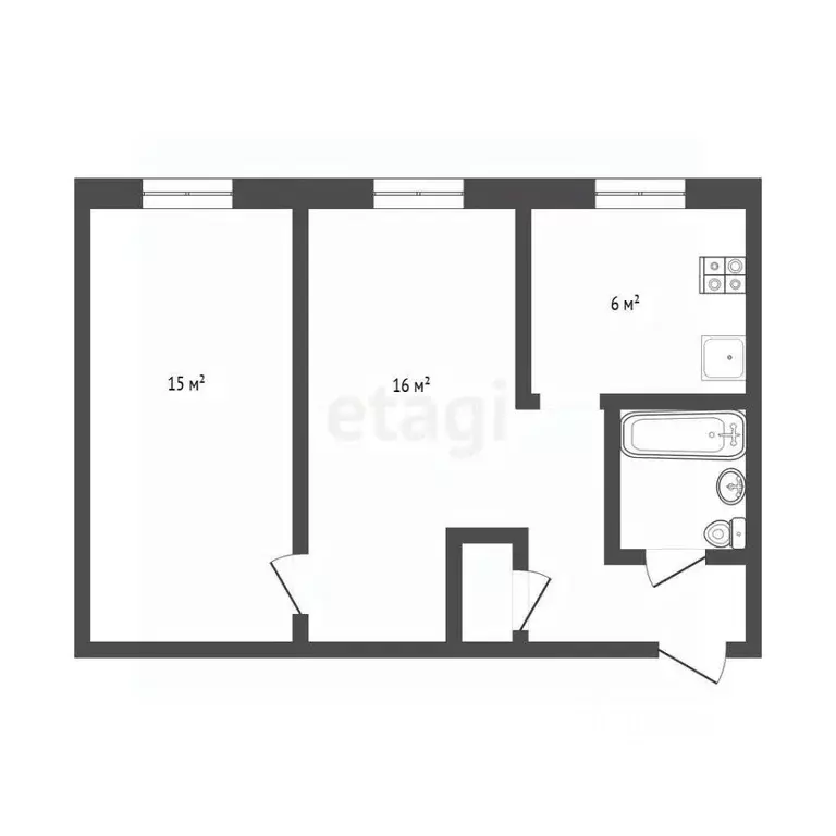 2-к кв. Московская область, Дубна Центральная ул., 16 (41.6 м) - Фото 2