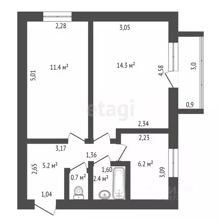 2-к кв. Амурская область, с. Тамбовка ул. Трудовая, 16 (42.2 м) - Фото 1