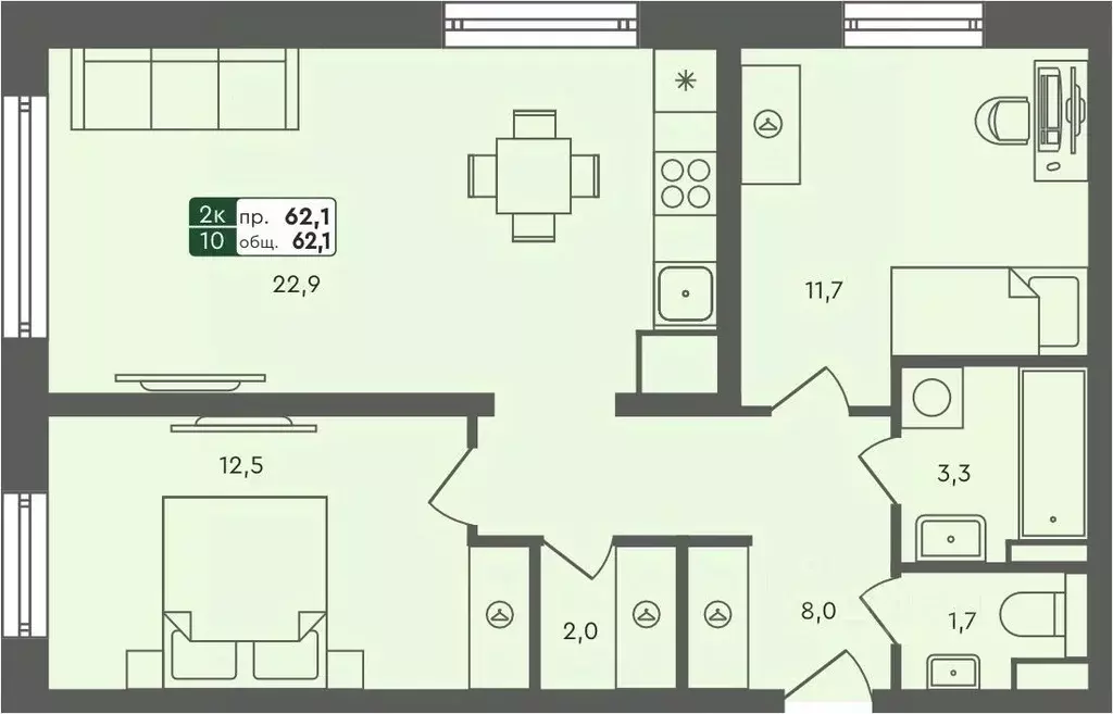 2-к кв. Курганская область, Курган Заозерный жилрайон, 6А мкр, 25/4 ... - Фото 0