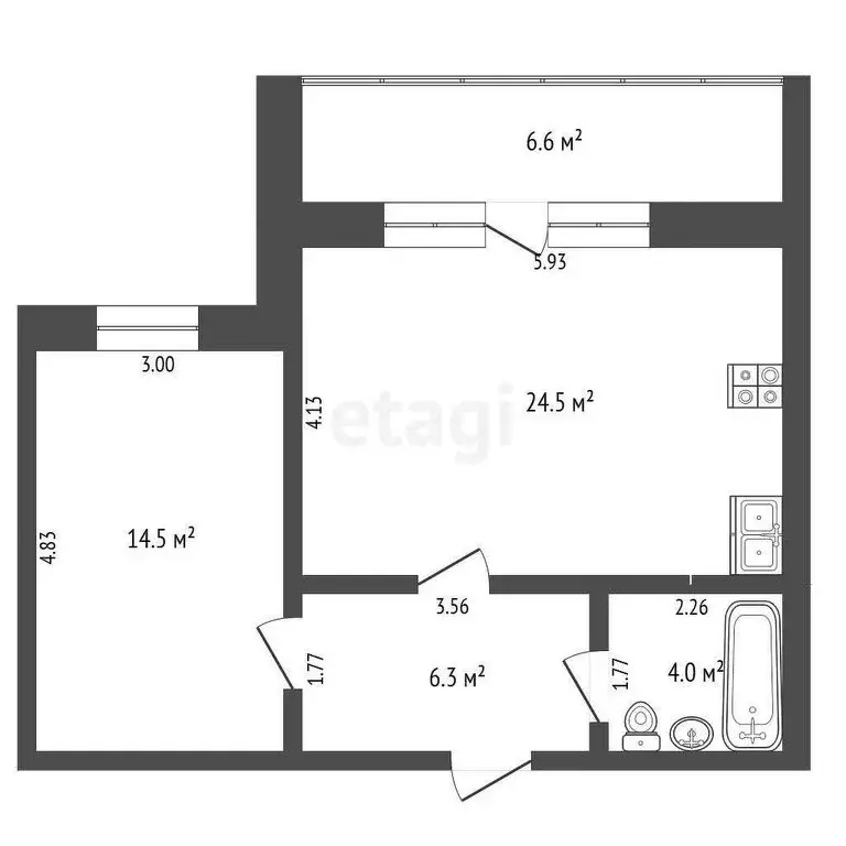 1-комнатная квартира: Тюмень, улица Станислава Карнацевича, 14 (49 м) - Фото 0