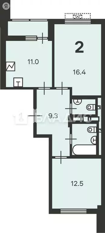 2-комнатная квартира: Москва, Кусковская улица, 12/1 (55 м) - Фото 1