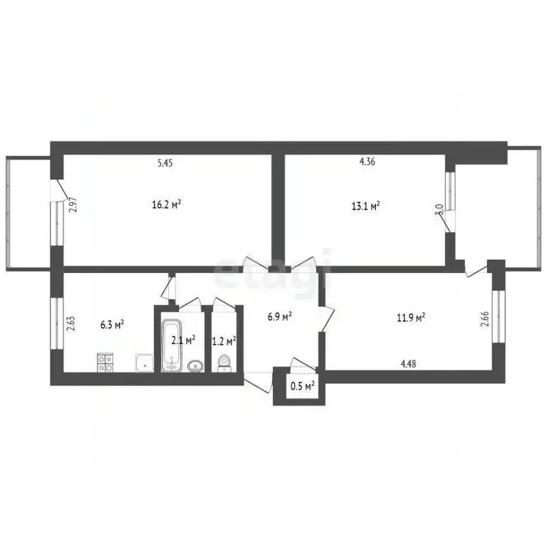 3-к кв. Крым, Красноперекопск ул. Калинина, 7 (58.2 м) - Фото 1