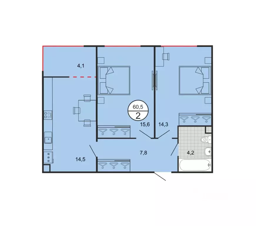 2-к кв. Ставропольский край, Георгиевск Олимп жилой комплекс (60.2 м) - Фото 1