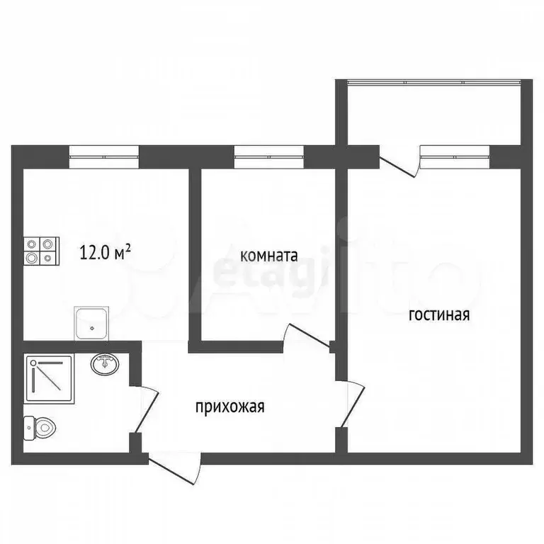 2-к. квартира, 55 м, 4/9 эт. - Фото 0