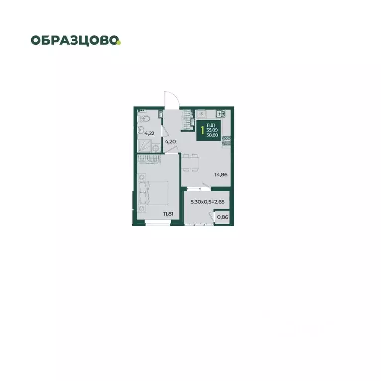 1-к кв. Краснодарский край, Краснодар Образцово мкр,  (38.6 м) - Фото 1