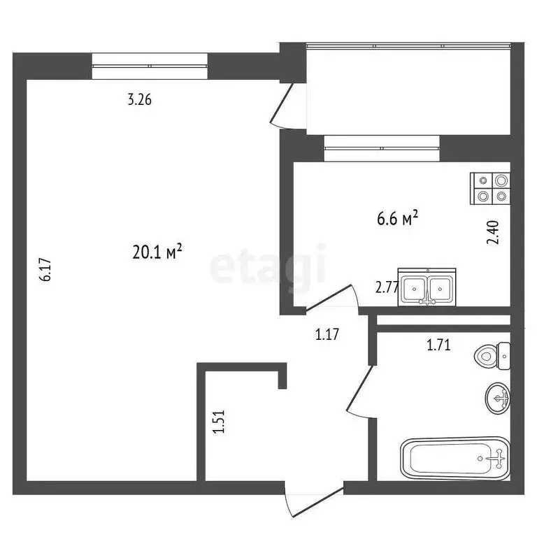 1-комнатная квартира: Тюмень, улица Червишевский Тракт, 45к4 (33 м) - Фото 1