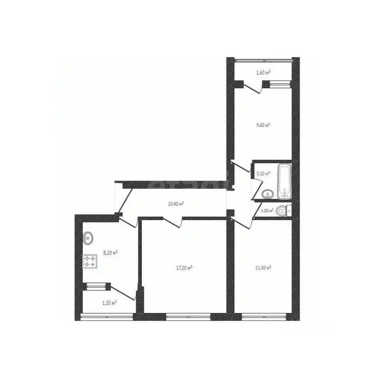 3-к кв. Брянская область, Брянск Литейная ул., 51 (61.0 м) - Фото 1