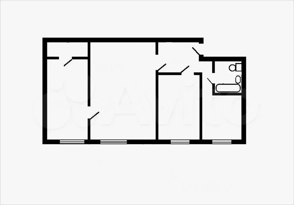 3-к. квартира, 54,7 м, 1/5 эт. - Фото 0