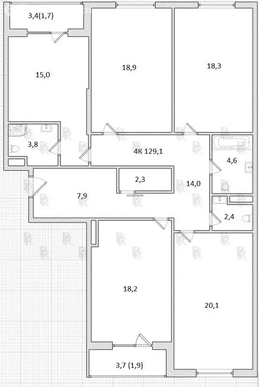 4-комнатная квартира: Москва, Винницкая улица, 8к4 (129.1 м) - Фото 1